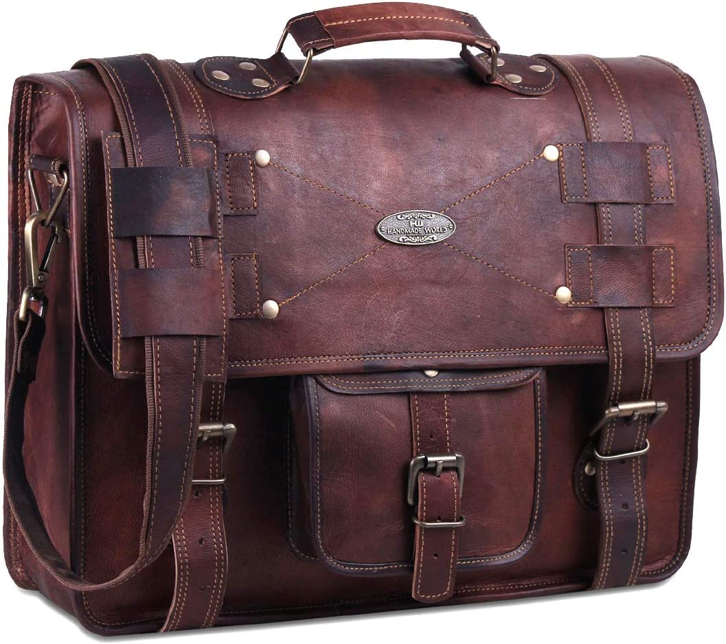 230816072402550_1 Handmade World Leather Messenger Bags For Men Women Briefcase Laptop Computer Satchel Distressed Bag (11" X 15") - Image 1